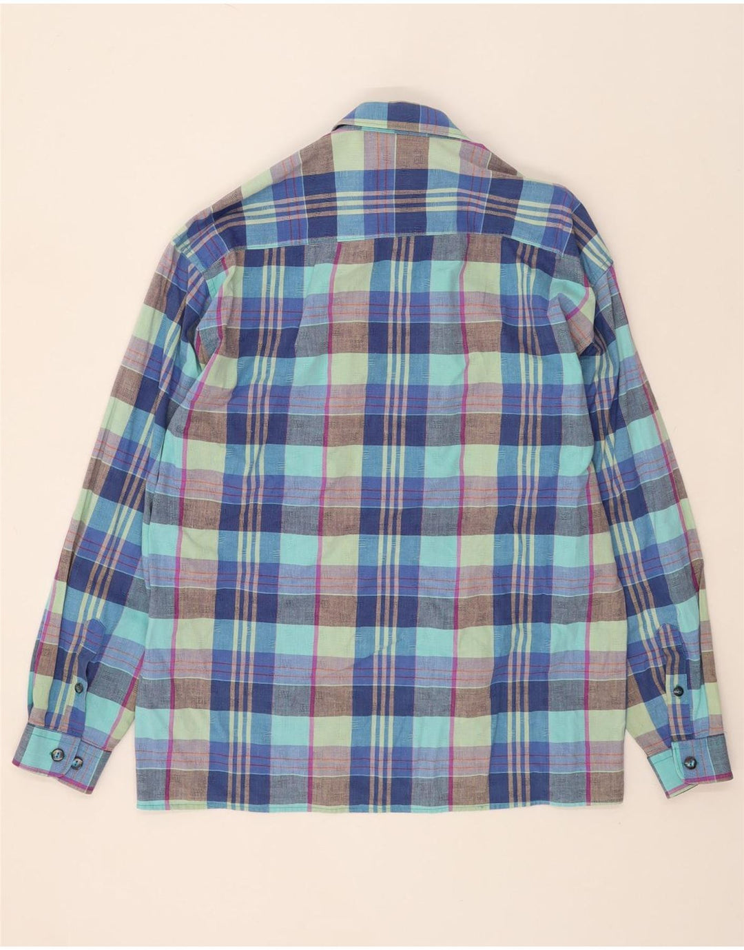 VINTAGE Mens Shirt Size 41/42 Large Blue Check Cotton Vintage Vintage and Second-Hand Vintage from Messina Hembry 