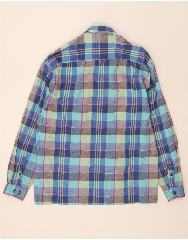 VINTAGE Mens Shirt Size 41/42 Large Blue Check Cotton Vintage Vintage and Second-Hand Vintage from Messina Hembry 