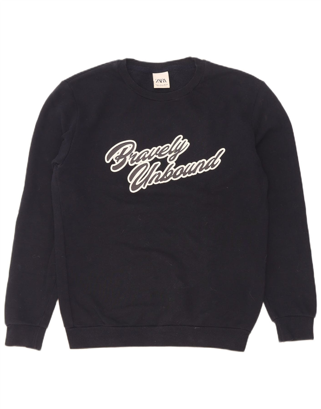 Zara Herren-Sweatshirt mit Grafik, Größe S, marineblau, Baumwolle