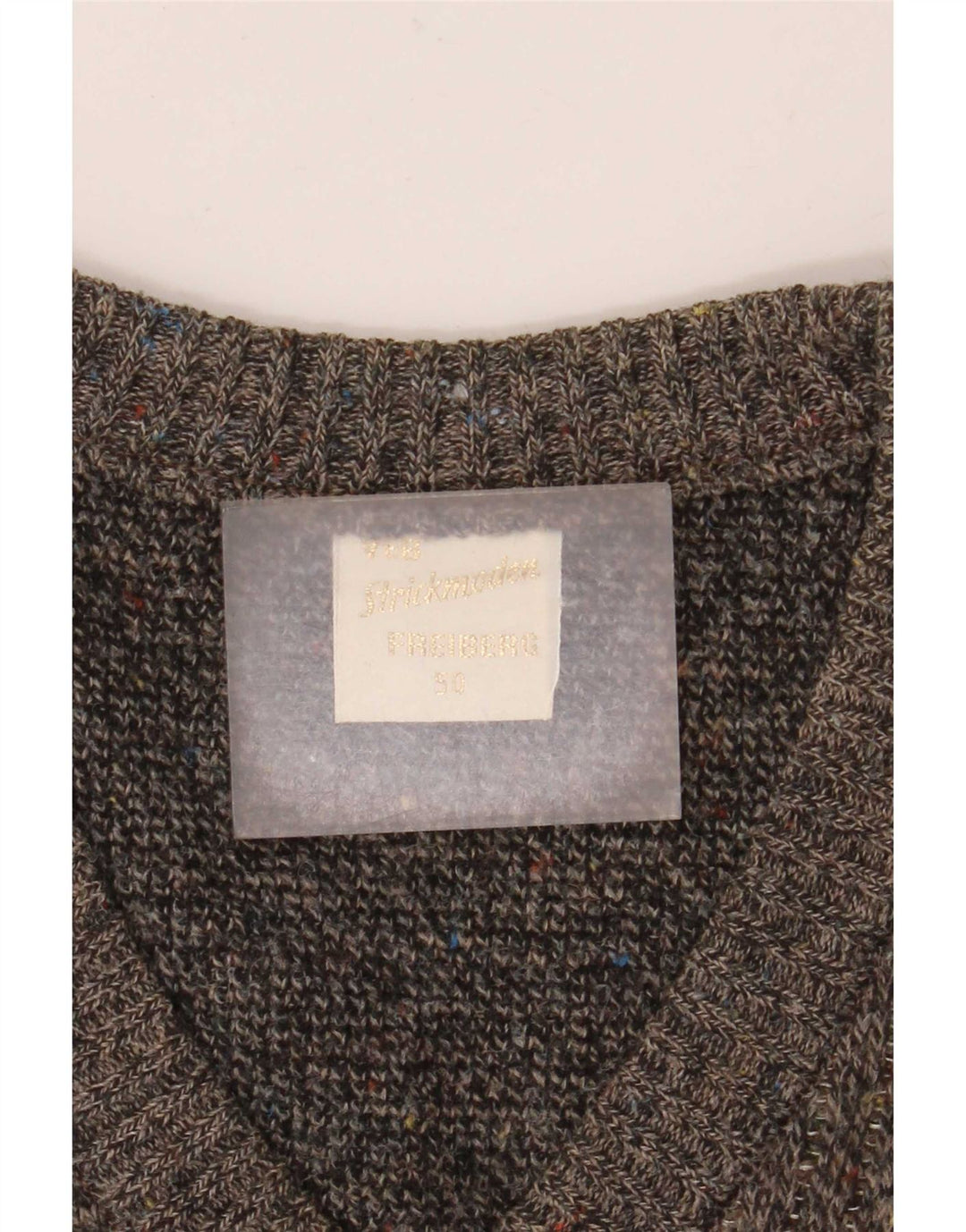 Strickmoden Mens V-Neck Jumper Sweater IT 50 Medium Grey Geometric