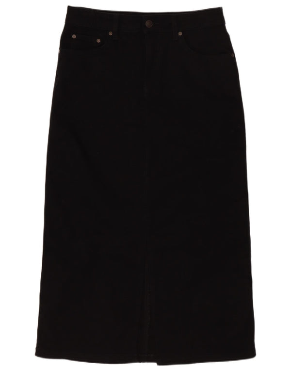 Gonna in denim autografo da donna Marks & Spencer UK 10 piccola W28 cotone nero