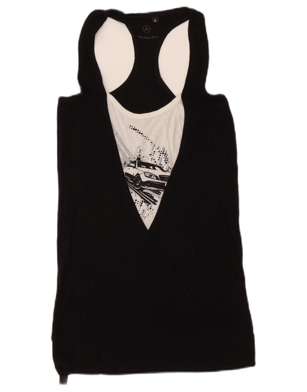 Top con grafica da donna Mercedes-Benz UK 10 Small Black Colourblock in viscosa