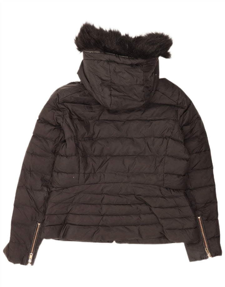 Giacca imbottita con cappuccio da donna Zara UK 18 XL poliestere nero