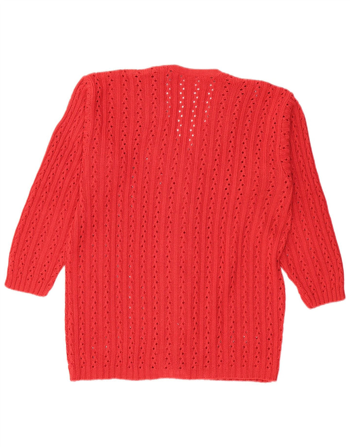 Vintage Womens V-Neck Jumper Sweater UK 16 Large Red