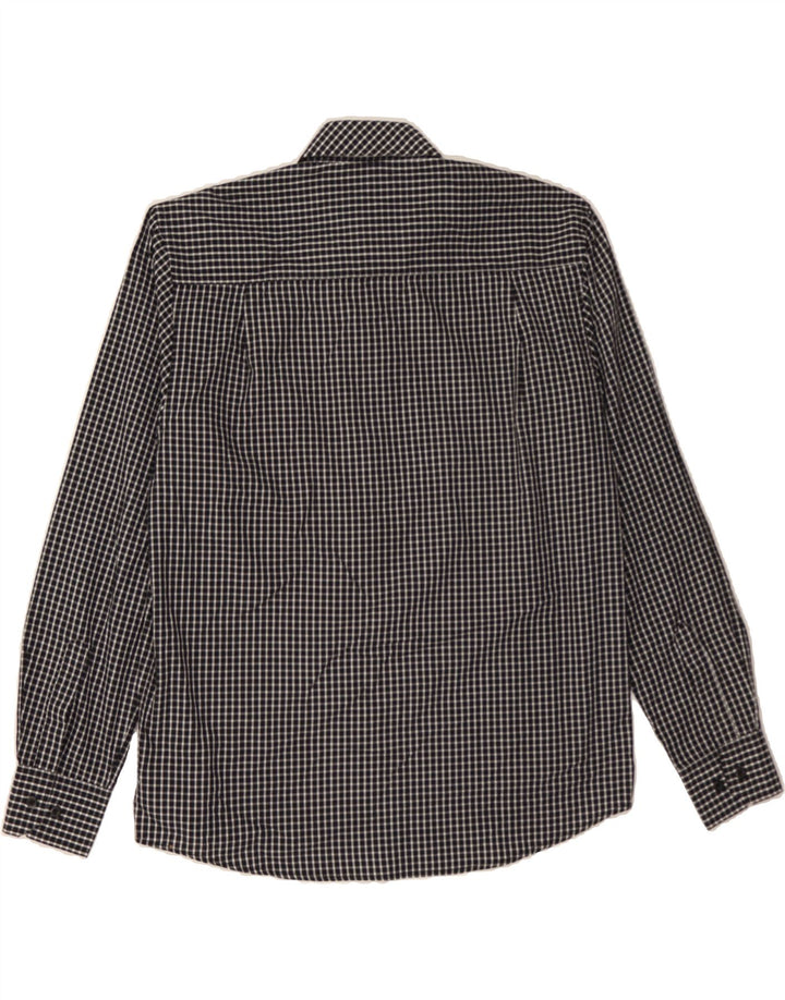 PIERRE CARDIN Mens Slim Fit Shirt Large Black Check Polyester Vintage Pierre Cardin and Second-Hand Pierre Cardin from Messina Hembry 