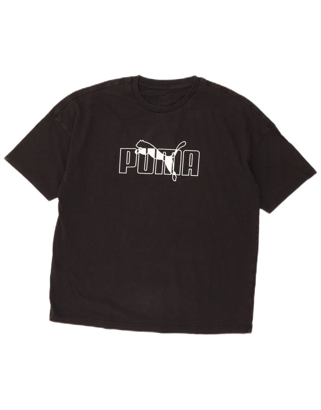 Puma Womens Graphic T-Shirt Top UK 14 Medium Black