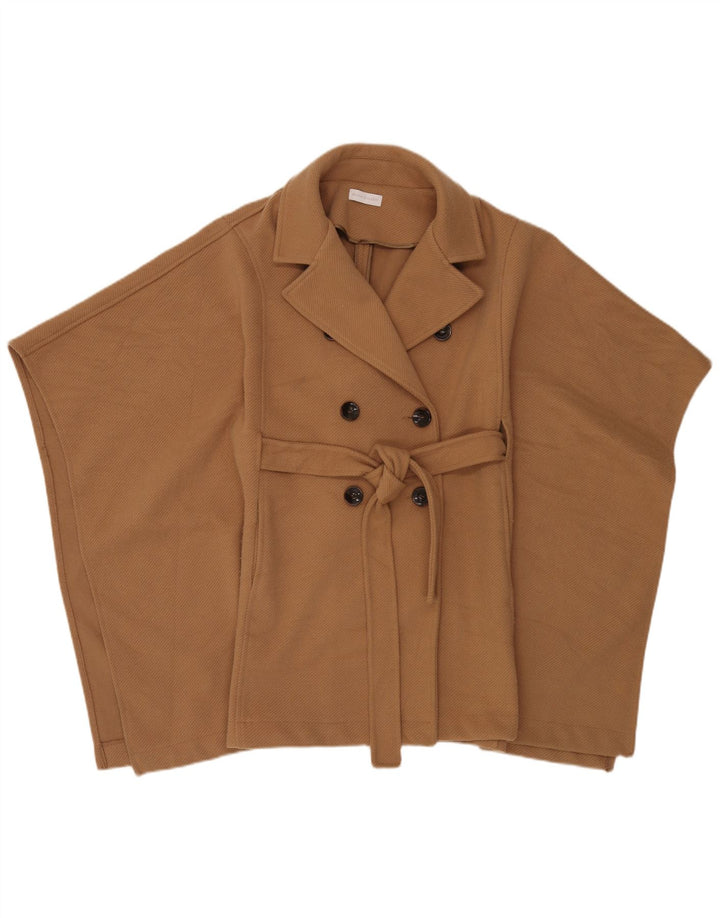 Diana Gallesi Womens Double Breasted Cape Coat One Size Beige Polyester