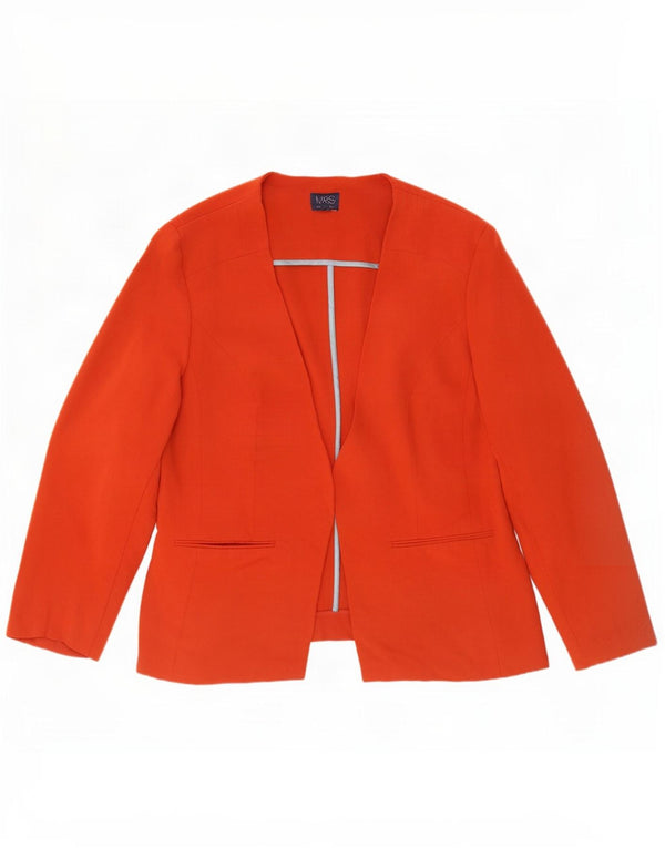 Jaqueta Blazer aberta feminina Marks & Spencer Reino Unido 16 grande poliéster laranja