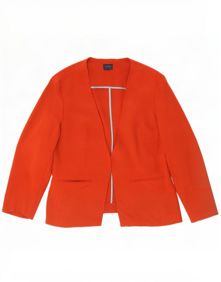 Jaqueta Blazer aberta feminina Marks & Spencer Reino Unido 16 grande poliéster laranja