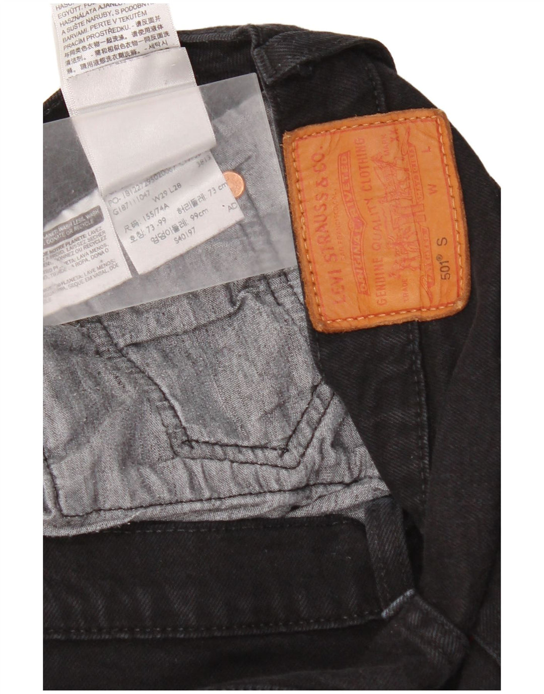 Levi's Mens 501 Straight Jeans W29 L28 Black Cotton