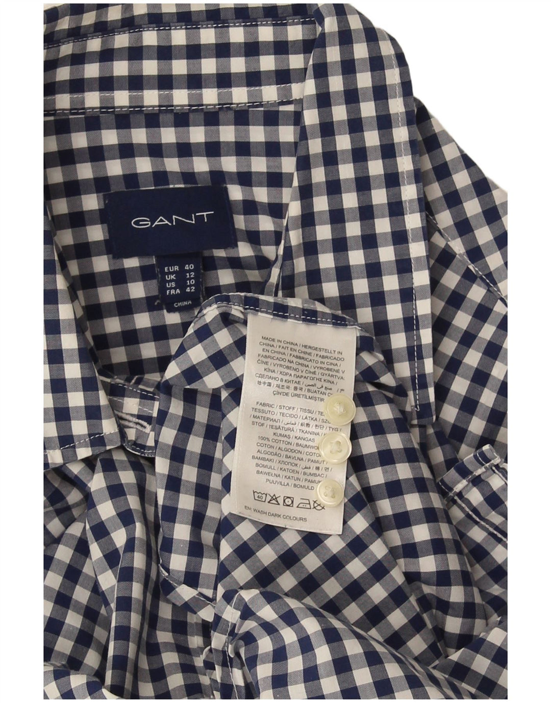 Gant Damenhemd UK 12 Mittelblaue Gingham-Baumwolle