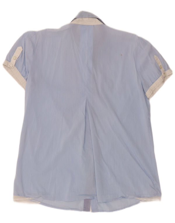 Camisa smoking feminina de manga curta Marella IT 44 azul médio colorblock