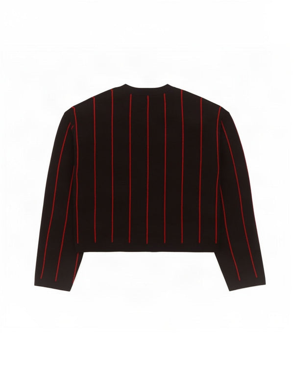 Maglione corto girocollo da donna Zara UK 10 piccolo in viscosa a righe nere