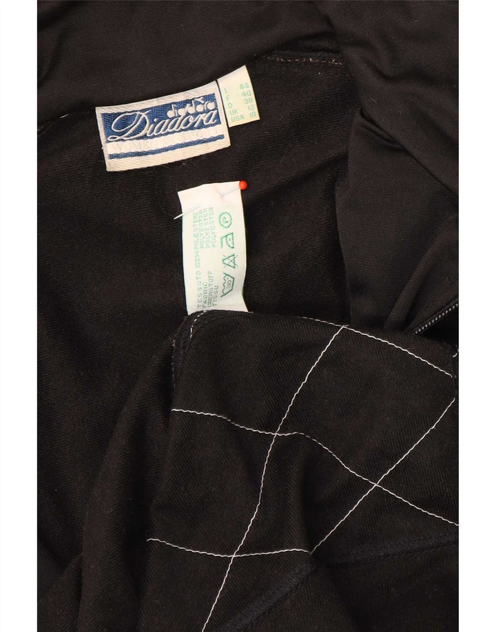 Diadora Womens Graphic Tracksuit Top Jacket UK 12 Medium Black Colourblock