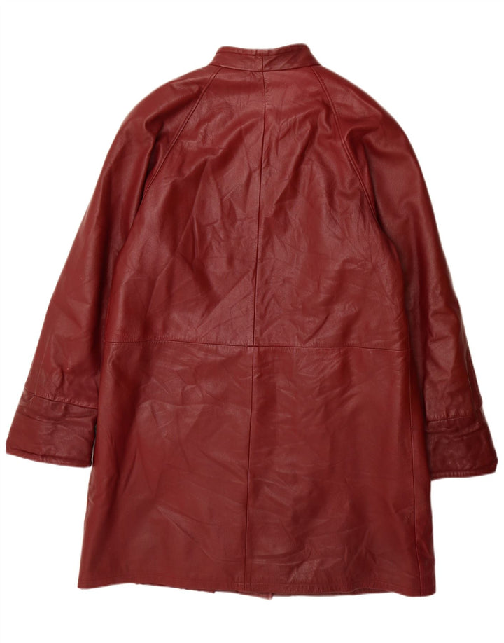 Vintage Womens Leather Coat IT 46 Large Burgundy Leather