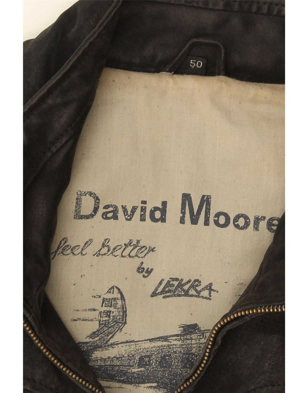 Colete de couro masculino David Moore IT 50 grande preto