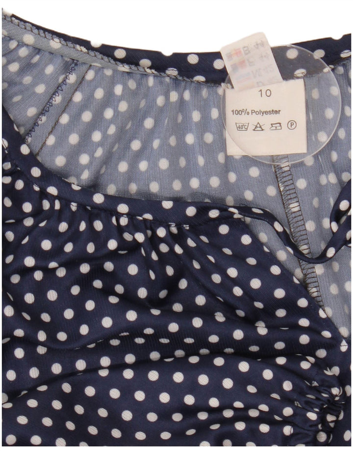 Vintage Womens See Through A-Line Dress UK 10 Small Navy Blue Polyester