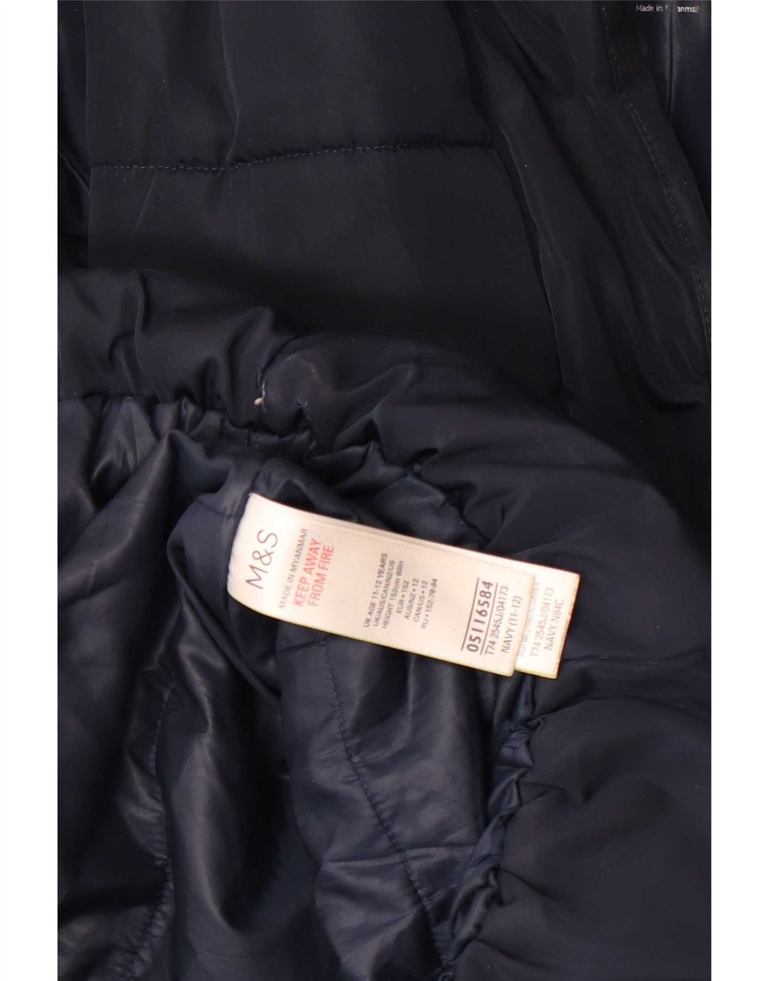 Marks & Spencer Girls Hooded Padded Coat 11-12 Years Navy Blue Polyester