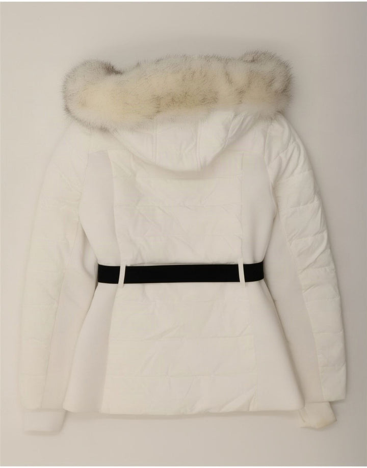 Michael Kors Chaqueta acolchada con capucha para mujer UK 10 Small White Poliéster