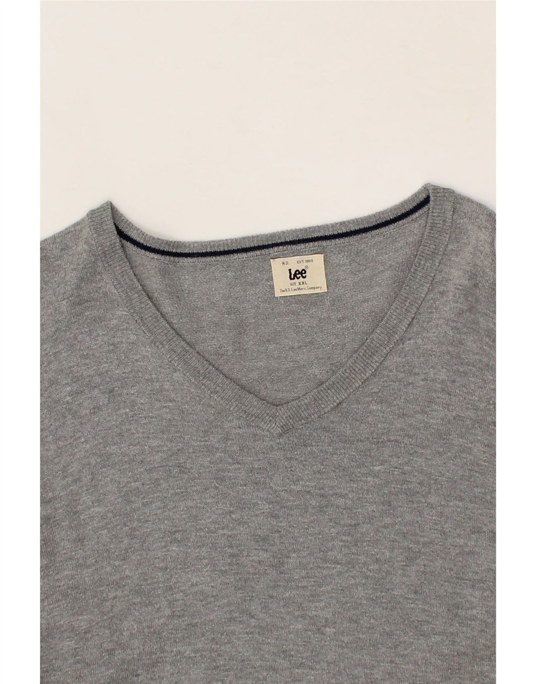 LEE Womens V-Neck Jumper Sweater 2XL Grey Cotton Vintage Lee and Second-Hand Lee from Messina Hembry 