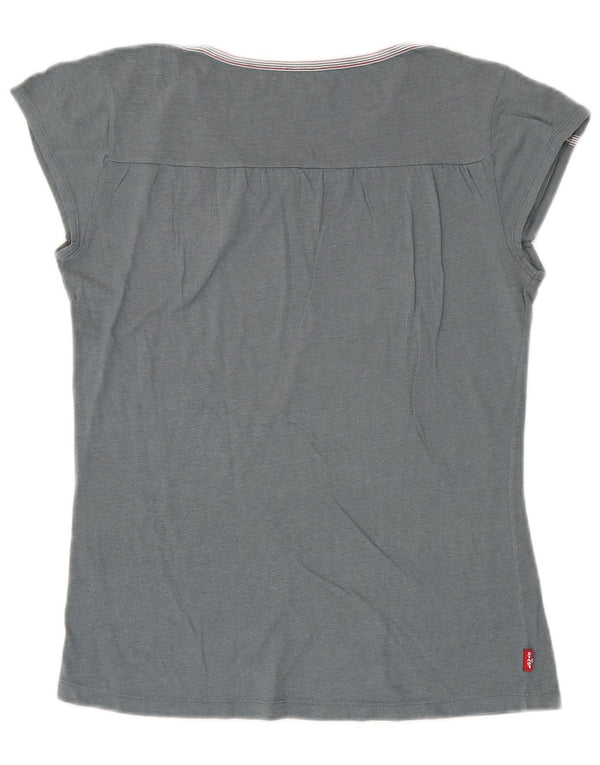 Levi's T-Shirt Graphique Femme UK 14 Large Gris Coton