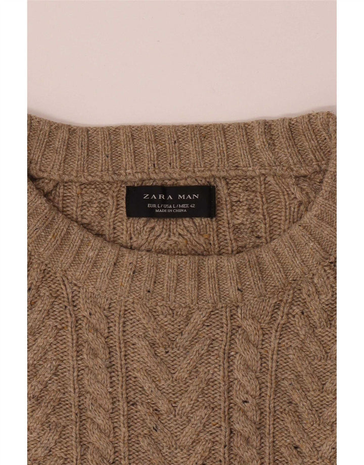 Maglione Zara da uomo con scollo a barca grande beige