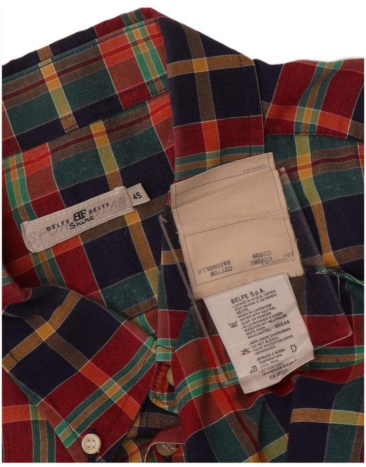 Belfe & Belfe Mens Short Sleeve Shirt Size 45 XL Multicoloured Check Cotton
