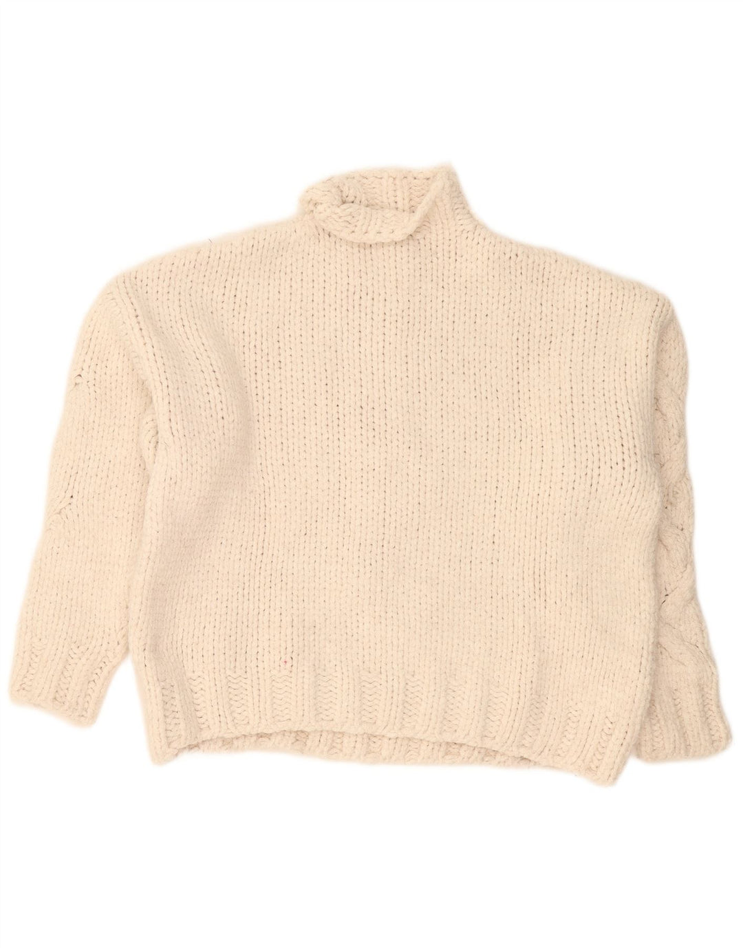 Zara Womens Oversized Turtle Neck Jumper Sweater UK 16 Large White Acrylic