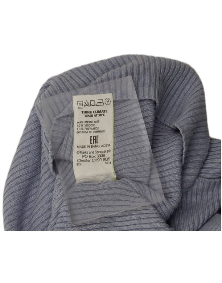 Marks & Spencer Top da donna a maniche lunghe UK 10 Small Blu Viscosa