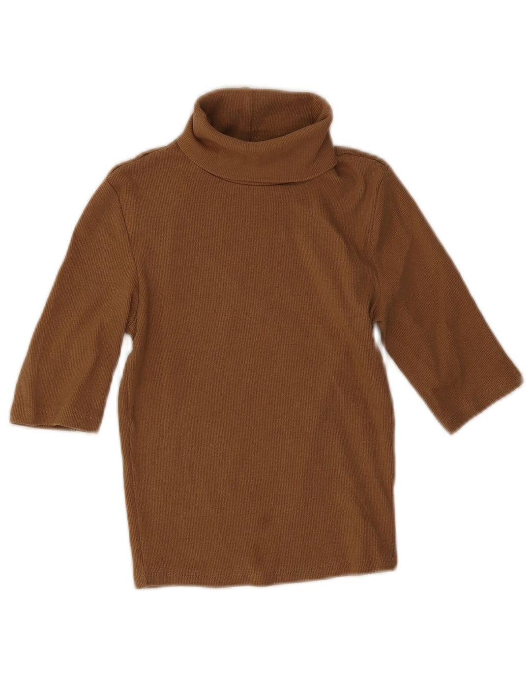Zara Dame Roll Neck Crop Top UK 8 Lille brun bomuld