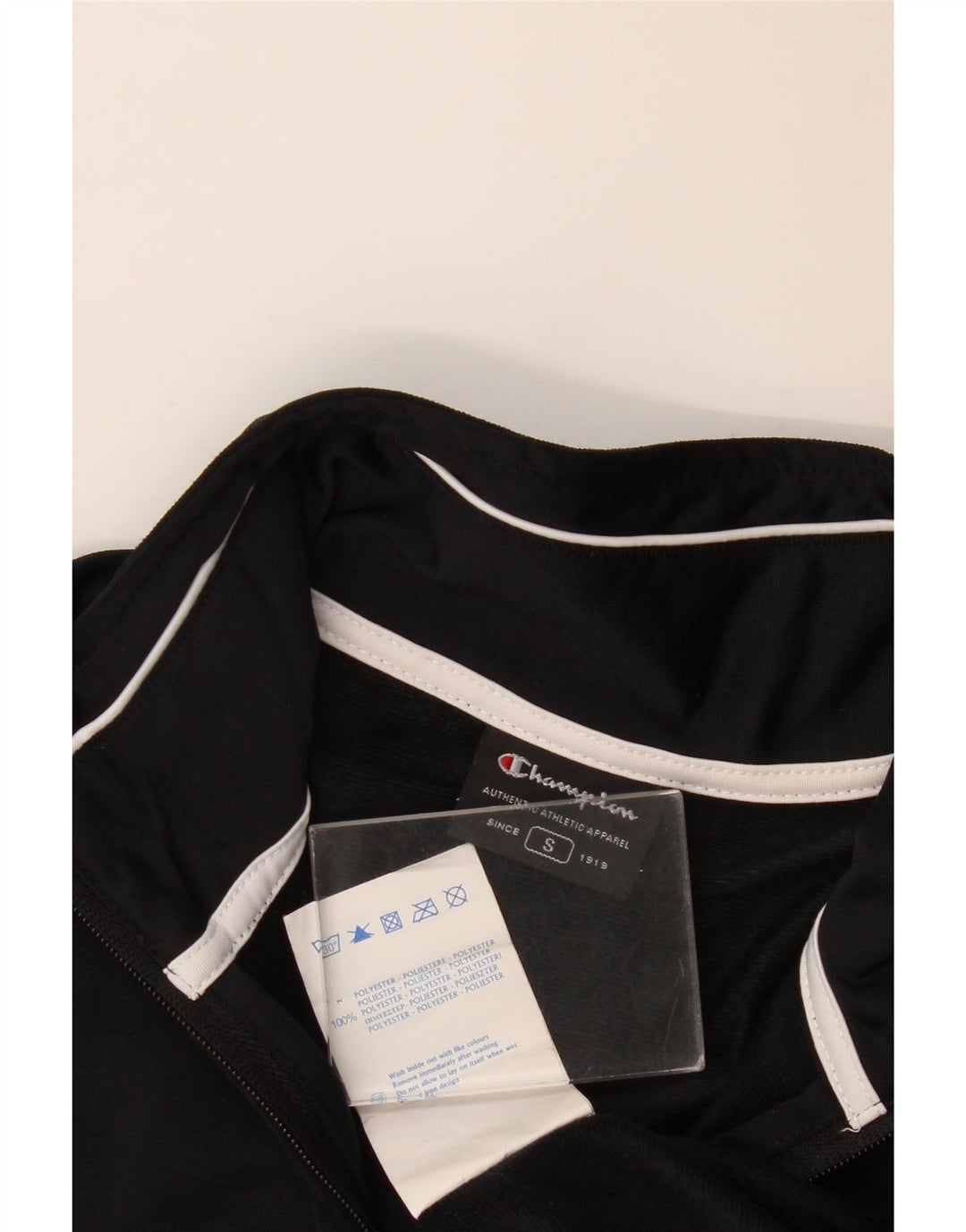 CHAMPION Mens Loose Fit Tracksuit Top Jacket Small Black Striped Polyester