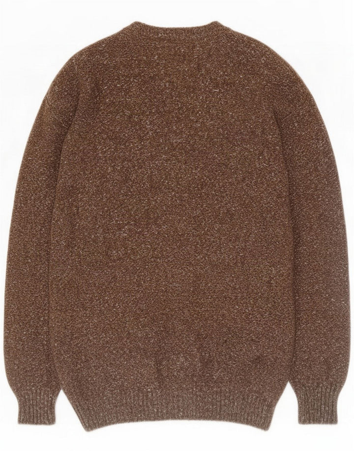 James Dillon Mens Cardigan Sweater Medium Brown Flecked