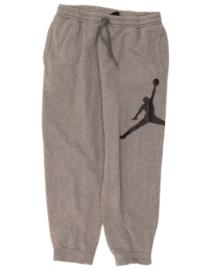 Jordan Mens Graphic Tracksuit Trousers Joggers Large Grey Flecked
