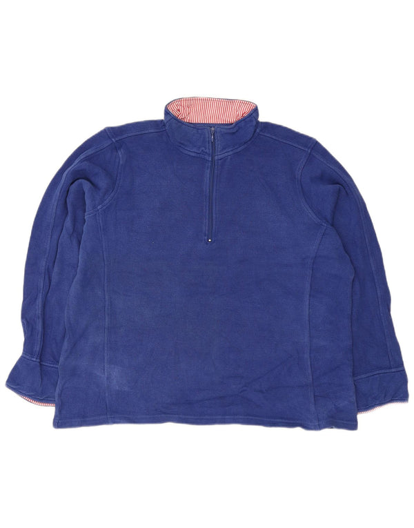 Orvis Womens Zip Neck Top Langærmet UK 18 XL Blå Bomuld