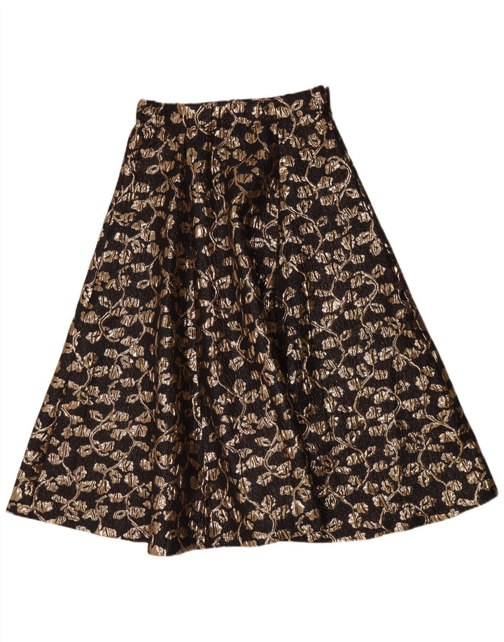 Vintage Womens A-Line Skirt W30 Medium Black Floral