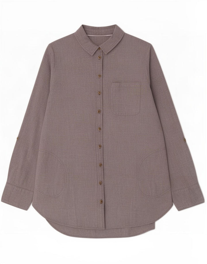 Fat Face Womens Shirt UK 12 Medium Grey Cotton