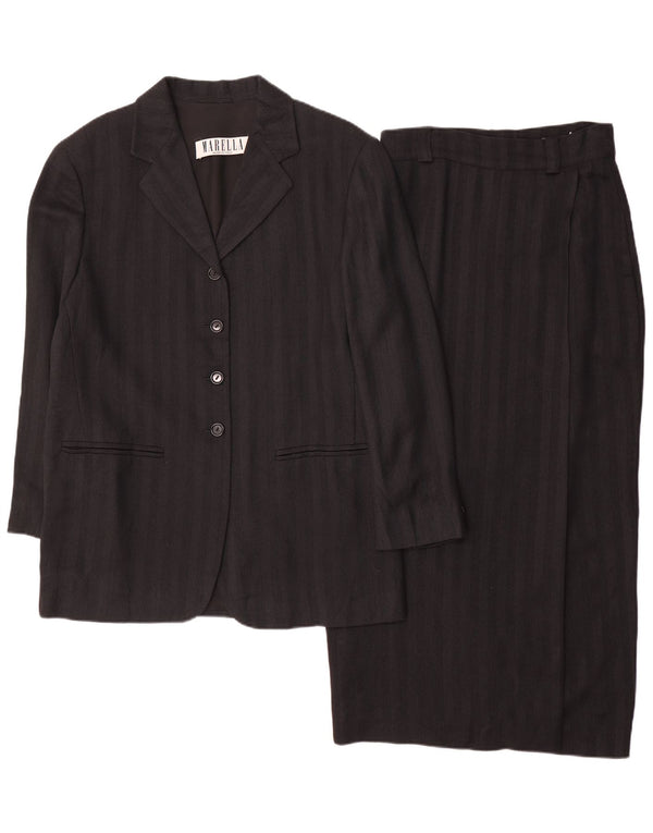 Marella Womens 4-knaps 2-delt nederdelsæt UK 10 Small W26 Sortstribet