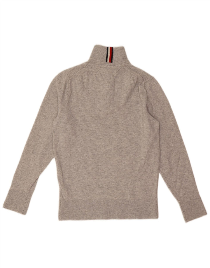Tommy Hilfiger Mens Zip Neck Jumper Sweater XS Grey Wool