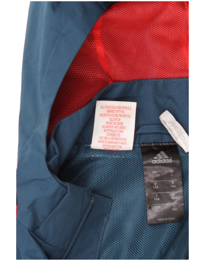 ADIDAS Boys Munster Rugby Hooded Rain Jacket 13-14 Years Blue Polyester
