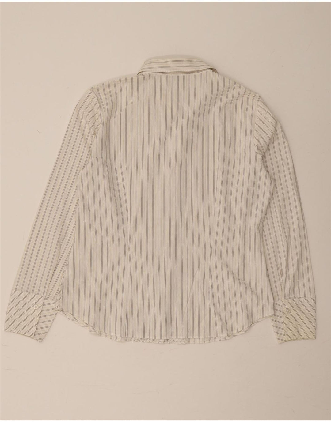 Marks & Spencer Womens Shirt UK 16 Large White Striped Cotton