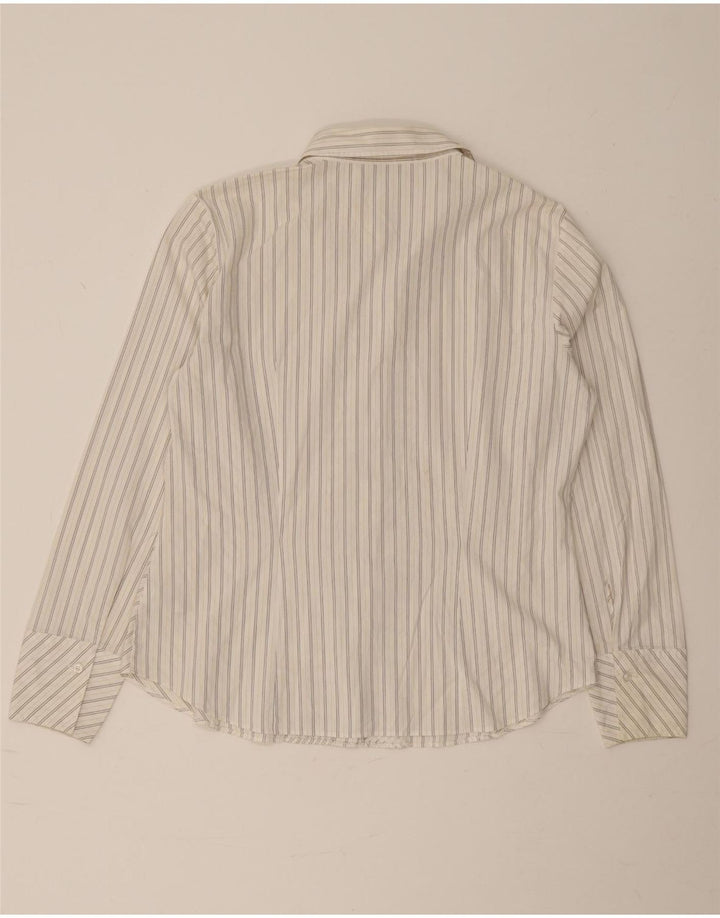 Marks & Spencer Womens Shirt UK 16 Large White Striped Cotton