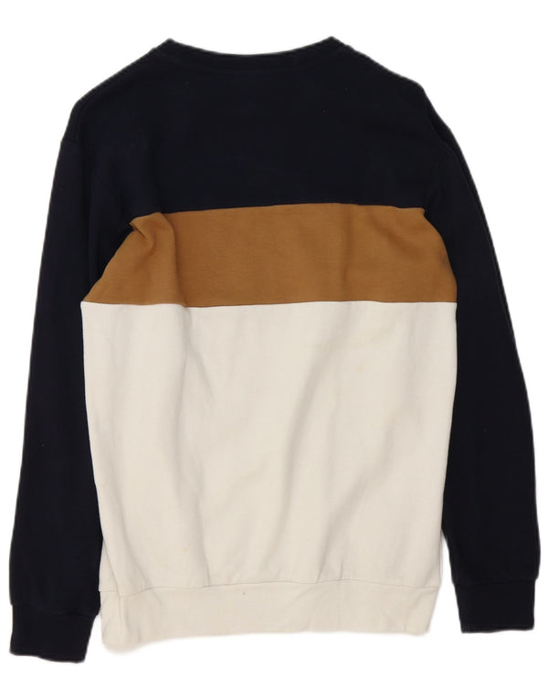 Felpa Zara da uomo, piccola, in cotone color block bianco