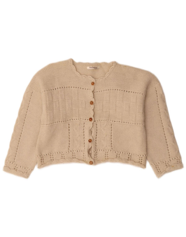 Vintage Dame Crop Cardigan Sweater UK 14 Medium Beige