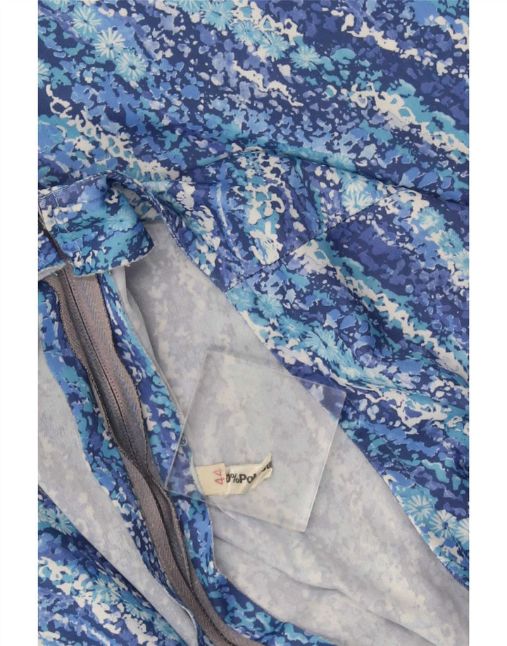 Vintage Womens Sleeveless A-Line Dress IT 44 Medium Blue Floral Polyester