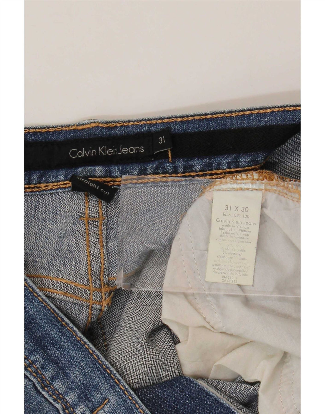 Calvin Klein Mens Straight Jeans W31 L30 Blue Cotton