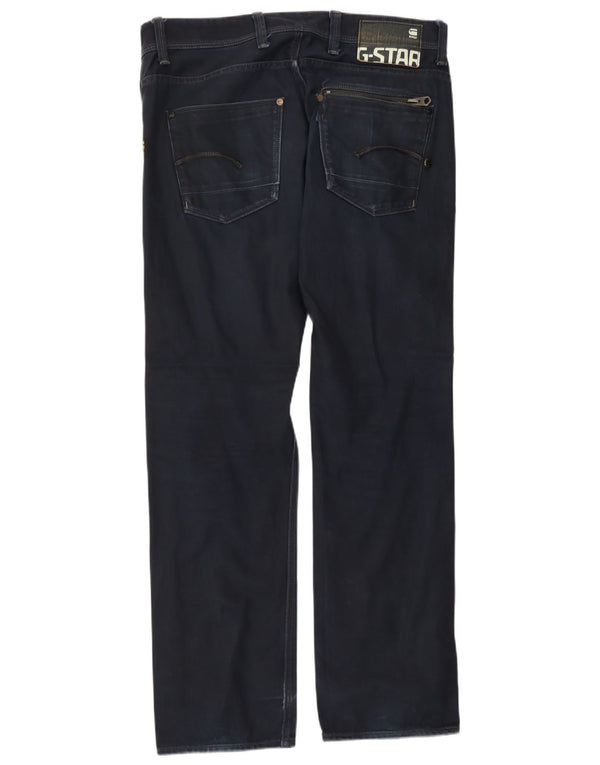 G-Star Mens Attacc Low Straight Jeans W34 L32 Navy Blue Cotton