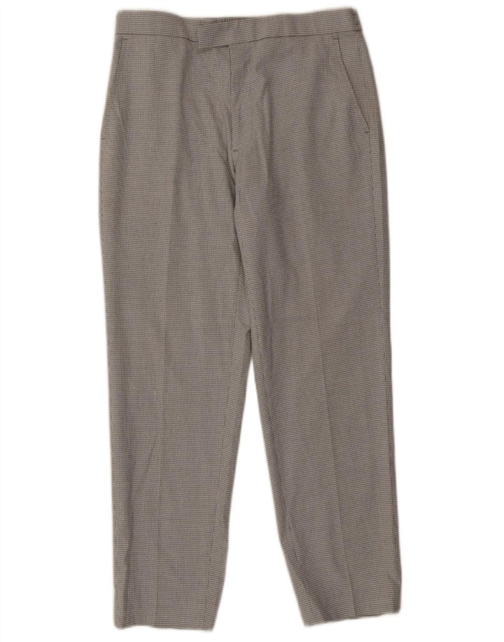 Gerade Herren-Anzughose von Marks & Spencer, W32, L27, Grau mit Hahnentrittmuster