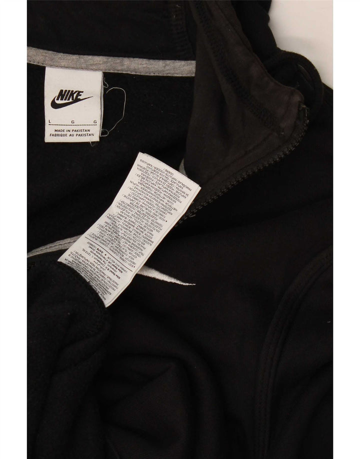 Nike Mens Zip Hoodie Sweater Large Black Cotton