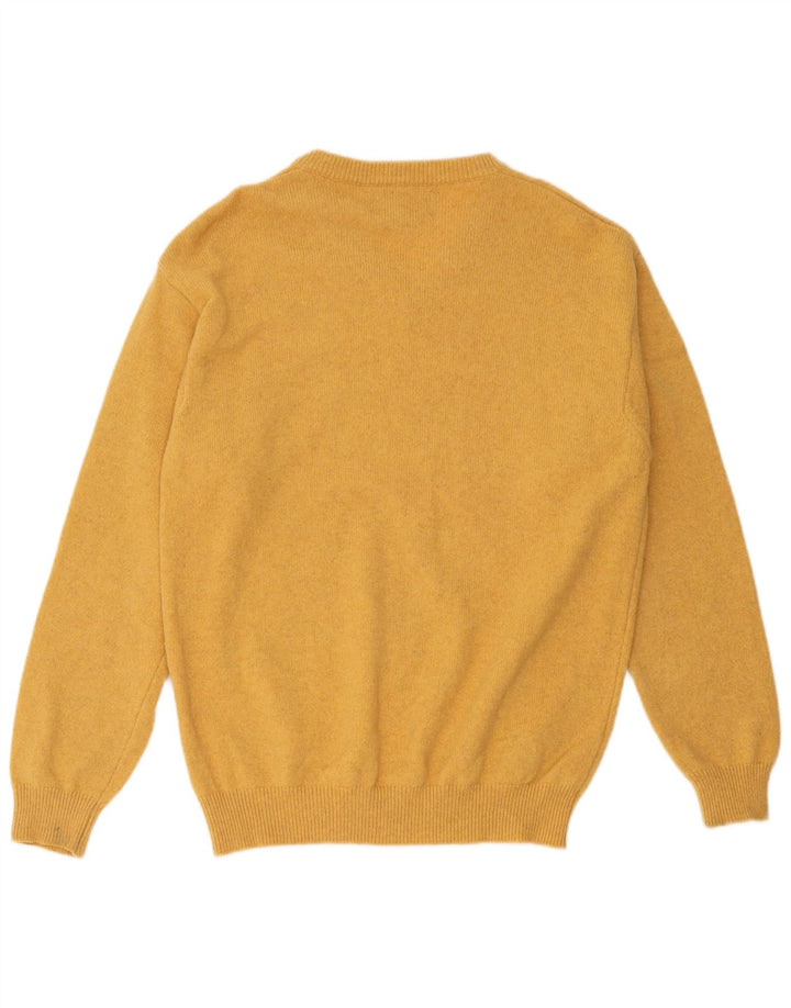 Marlboro Classics Mens V-Neck Jumper Sweater Large Yellow Wool