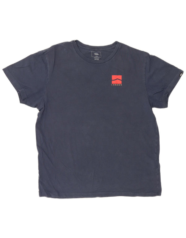 Vans Mens Custom Fit Graphic T-Shirt Top Large Navy Blue Cotton